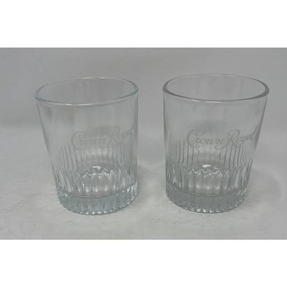 Set Whisky Glasses, Crown Royal, Scotch Glass, Barware Set of 2, Low Ball, Heavy - Picture 1 of 8